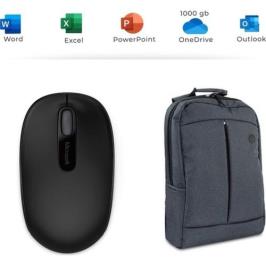 Microsoft Mobile 1850 7MM-00002 Kablosuz Siyah Mouse ve Addison 300448 15.6" Gri Notebook Sırt Çantası