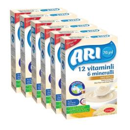 Arı 4+ Ay 6x200 gr 12 Vitaminli 6 Mineralli Keçi Sütlü Pirinç Unu Bebek Maması