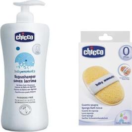 Chicco 750 ml Göz Yakmayan Saç ve Vücut Şampuanı+Chicco Sünger Banyo Eldiveni