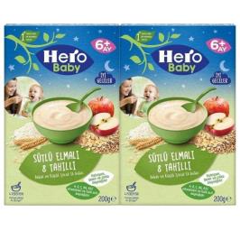 Hero Baby 2x200 gr Gece Sütlü Elmalı 8 Tahıllı Kaşık Maması