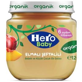 Hero Baby 6+ Ay 120 gr Organik Elma Şeftali Kavanoz Maması