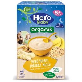 Hero Baby 6+ Ay 200 gr Organik Gece Sütlü Yulaflı Buğdaylı Muzlu Mama