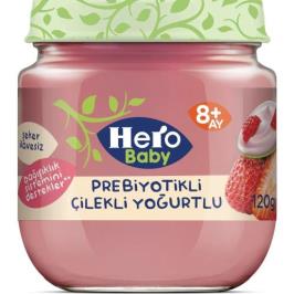 Hero Baby 8+ Ay 120 gr Prebiyotik Çilekli Yoğurtlu Kavanoz Mama