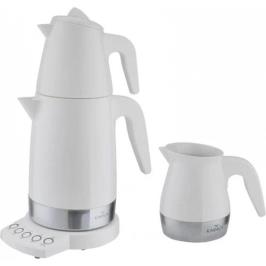 Karaca Allure Seramik 1000 W 0.9 lt Demleme 1.8 lt Su Isıtma Kapasiteli Çay ve Kahve Makinesi Seti Beyaz