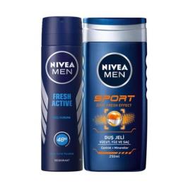 Nivea Men Active Fresh 150 ml Sprey Deodorant + Sport 250 ml Duş Jeli