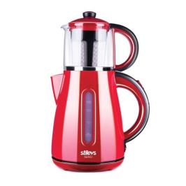 Stilevs Çays CM-16 1500 W 0.9 lt Demleme 2 lt Su Isıtma Kapasiteli Çay Makinesi Kırmızı-Siyah